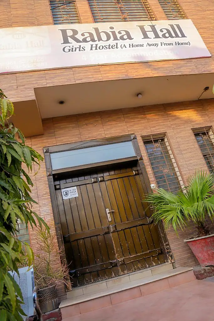 Entrance of Rabia Hall Girls Hostel Branch 2 with signboard